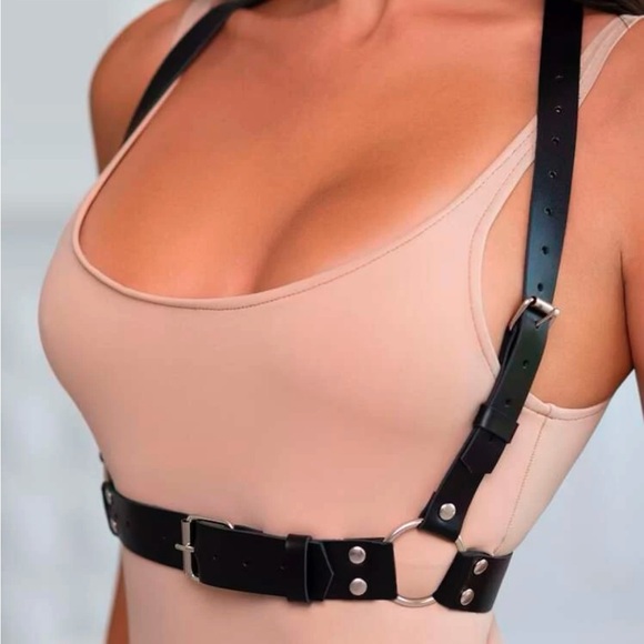 Black O Ring Minimalistic Harness Belt New - Picture 2 of 4